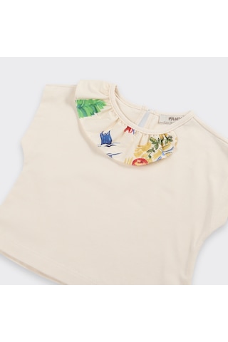 Panço Kız Çocuk Yakası Fırfır Detaylı T-shirt 2411gb05038-4400 001