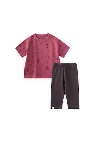 Taytlı T-shirt Takım 0-3 Yaş Mürdüm Mürdüm