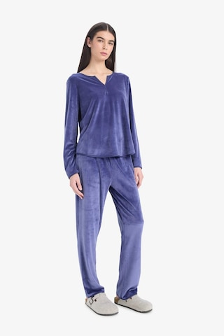 Defacto Pijama Takımı Regular Fit Uzun Kollu Velur Üst Uzun Alt-fall İn Love A3356ax25aupr160 Mor