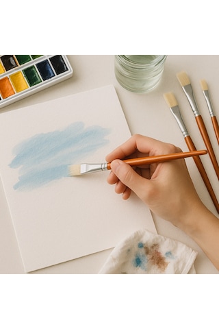 Hannah Profesyonel Domuz Kılı Kahverengi Yağlı Boya Fırçası Seti