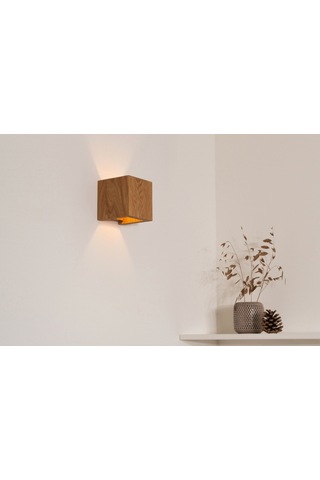 Darthuma Yansıtma Tasarımlı Çift Yönlü Ahşap Salon Duvar Aplik Ceviz