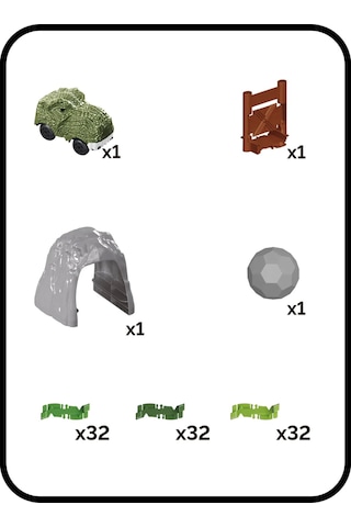Dinozor Trucks 96 Parça Raylı Pist - Raylı Araç Oyuncak - Tren Oyuncak - Renkli Araç Yolu - Dino Tru