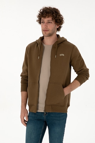 U.S. Polo Assn. Erkek Regular Fit Haki Şardonlu Örme Hırka 50313755-VR027