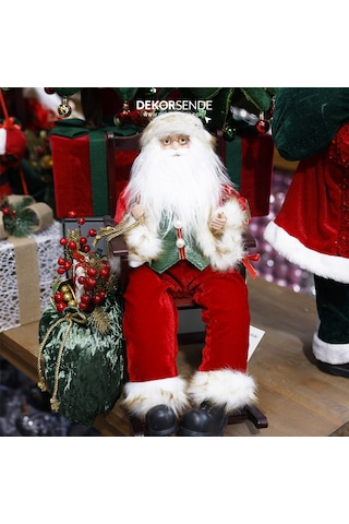 Yılbaşı Süsü Sandalyeli Noel Baba 50x35 Cm