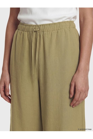 Lcw Modest Haki Beli Lastikli Keten Karışımlı Kadın Pantolon