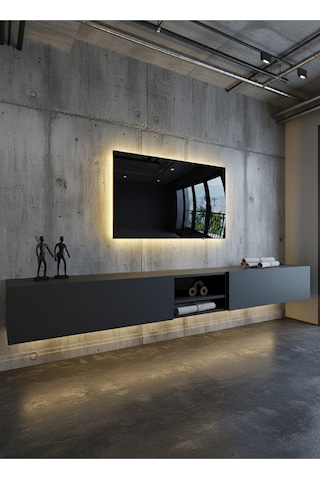 Resital Ledli Duvara Monte Tv Sehpası - Antrasit - W6009-4 Antrasit