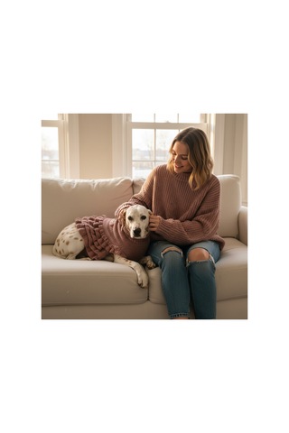 Kedi Ve Köpek İçin Pembe Simli Fırfırlı Kazak