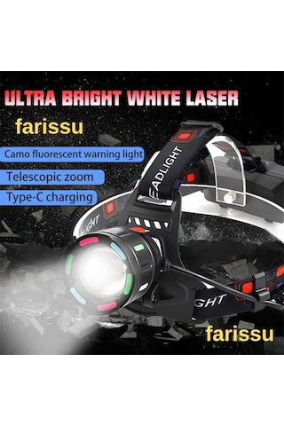 30w Ultra Güçlü Led Kafa Lambası 4 Adet Pilli - Yedek Bataryalı Set - 3000 Lümen 1000m Menzil Siyah