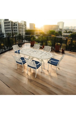 Helen 6 Kişilik Döküm Masa Takımı Rehome Beyaz