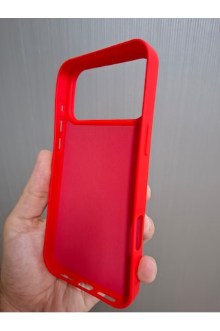 Apple Uyumlu iPhone 17 Pro Max Logolu İçi Kadife Silikon Lansman Kılıf Kırmızı