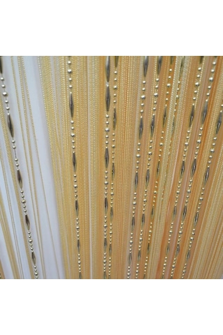 1mx2m Dekoratif Damla Zincir Boncuk Pencere Kapı Perdesi Perde İpi Kapı Oda Bölücü Bej