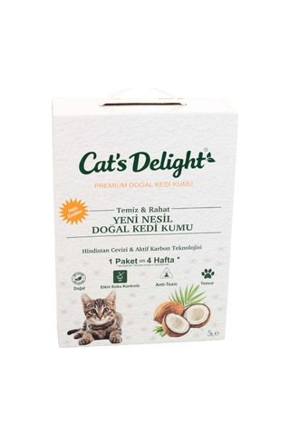 Hindistan Cevizi Kabuğu & Aktif Karbon Teknolojili Kedi Kumu 5 Litre