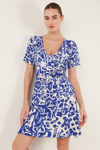 Lela Desenli Kruvaze Yaka Regular Fit Bayan Elbise 5865723 Saks
