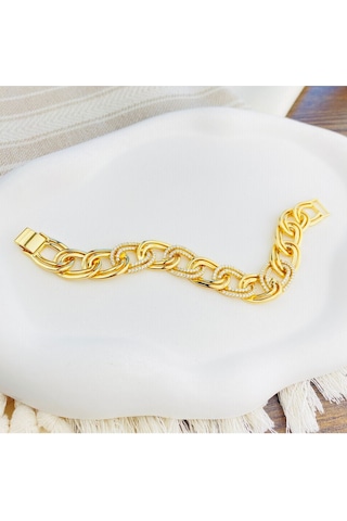 Kadın Bileklik Kalın Samanyolu Bileklik Kuyumcu Model Gold 18 Cm Gold
