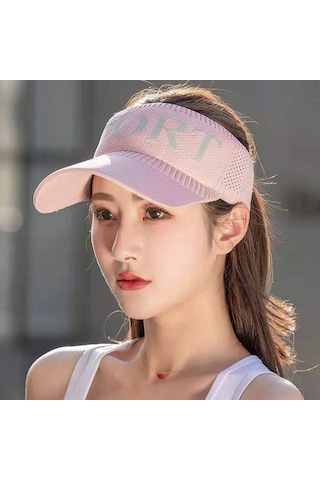 Shopiolog Vizör Şapka Unisex Yazlık Sport Baskılı Güneş Koruyucu Siperlik Pembe