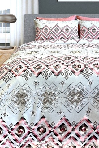 Tek Kişilik Ranforce Nevresim Takımı Lastikli Çarşaflı Bohemıan Pudra