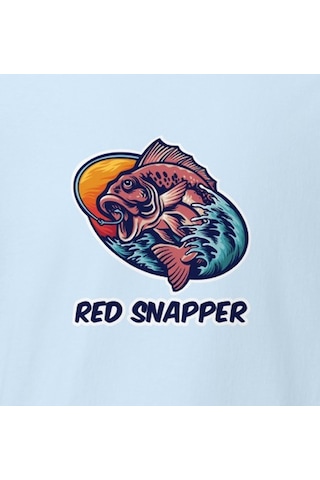 Wildstyle Red Snapper Balık Balıkçılık Deniz Vintage Balıkçı Baskılı Unisex Bisiklet Yaka Pamuklu Tişört - Beb