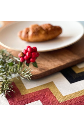 Alesta Home 6'lı Zigzag Desenli Kumaş Amerikan Servis 50 x 35 CM Kırmızı