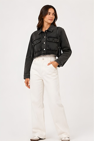 Lili Woman Kadın Crop Denim Kot Ceket Yıkamalı Ty.jct01s Siyah