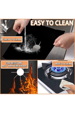 İsgstore Yıkanabilir Ocak Leke Önleyici Katlanır Folyo 4 Adet Ocak Yağ Koruyucu Folyo Yanmaz