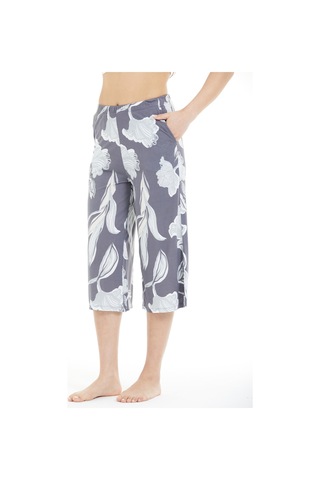 Lılac Kadın %100 Viskon Çiçek Desenli Pijama Altı Capri Gri Gri