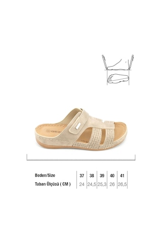 Gezer Yazlık Kadın Suni Deri Rahat İç Taban Tek Cırtlı Kemer Ayarlanabilir Günlük Terlik Gt1yze.14917.04.012.g8 Bej