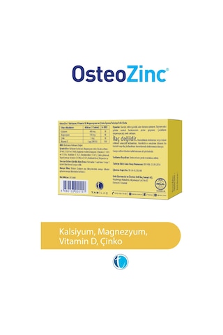Osteozinc Kalsiyum Magnezyum Çinko D Vitamini 30 Tablet