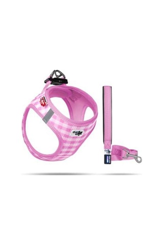 Curli Vest Göğüs Tasması Air-Mesh Pembe Ekose 3XS Pembe