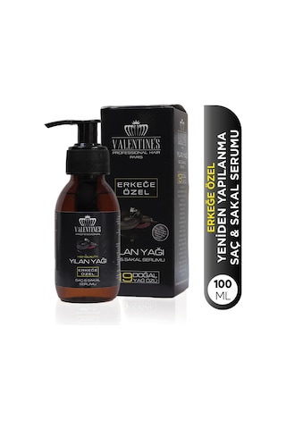 Valentines Professional Erkege Özel Yılan Yağı Saç ve Sakal Serumu 100 ML