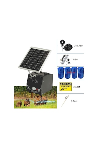 Pars P2518/2000a Güneş Enerjili Ve Akülü Elektrikli Hazır Çit Sistemi Ahşap İzolatörlü