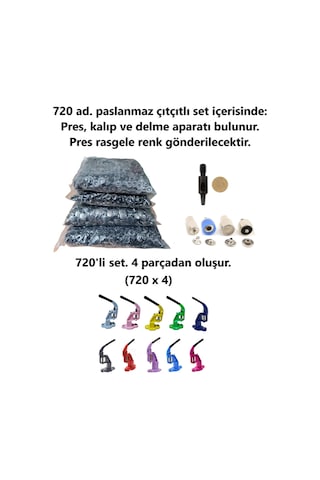 Çıtçıt makinesi, (Antrasit) 720 adet 15mm Paslanmaz Alfa Çıtçıt,