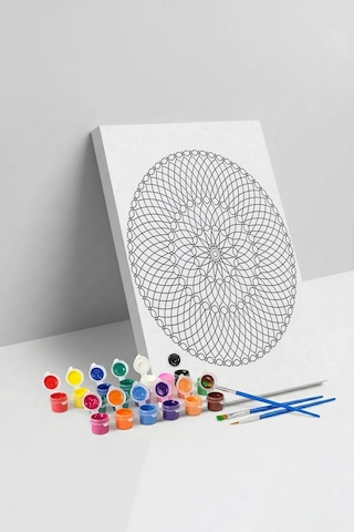 Örgü Desenli Mandala Ahşap Boyama Seti 40x50 Cm