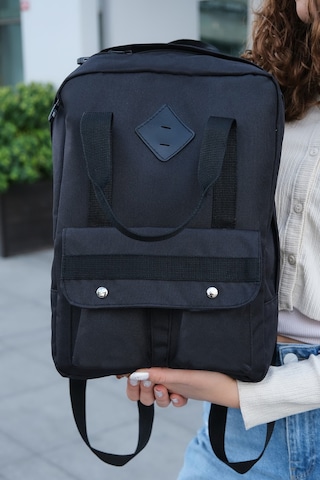 Newısh Polo Accessorıes Unisex Siyah Suya Dayanklı Hafif Rahat Impertex Kumaş Anti-theft Sırt Çantası Günlük Okul Seyahat Siyah