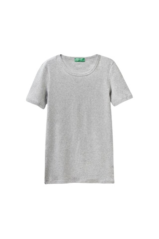 United Colors Of Benetton Basic Kısa Kollu Bisiklet Yaka T-shirt Gri Melanj