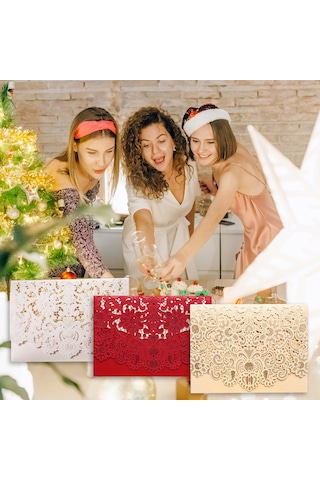 25 Adet Delikli Düğün Davetiyesi Kartları Zarf İle Düğün Gelin Duşu Nişan Tebrik Kartı Yıldönümü Sevgililer Günü Doğum Günü Hediyesi İçin Onun Anne Eşi Sevgilileri Standart