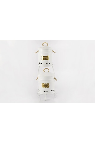 Metal Standlı 2 Katlı Patates Soğan Saklama Kova Beyaz