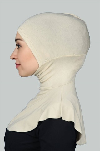 Altobeh Kadın Tesettür Pratik Boyunluklu Hijab - Sporcu Bone Krem