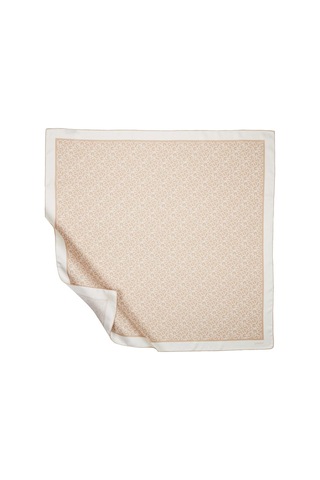 İpek Evi İpekevi Twill İpek Eşarp - Typo Monogram - Koyu Krem
