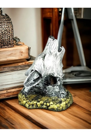 Kurt Tütsülük Figür Biblo Dekoratif Kurt 20cm Dumanlı