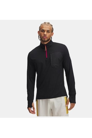 Erkek Ua Trail Run Çeyrek Fermuarlı Uzun Kollu T-shirt 1383244-002 Siyah