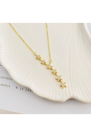 Yıldızlı Kolye Kayan Yıldız Kolye Çelik Gold 45+5cm Gold