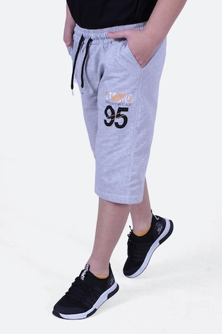 Fyk Kids Strong Baskı Detaylı Cepli Erkek Çocuk Kapri Gri