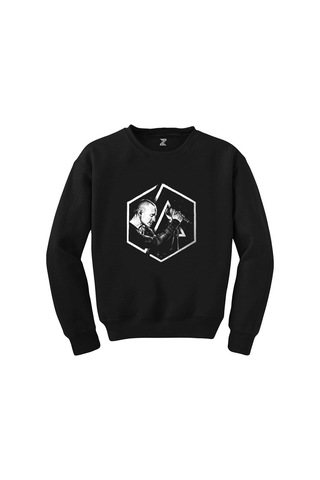 Linkin Park Chester Logo Siyah Sweatshirt Beyaz