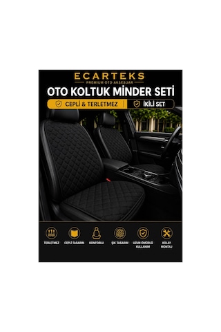 Terletmez Cepli Oto Koltuk Minder Seti Ön Koltukları İçin Kolay Montaj Universal Koruyucu Kılıf Kumaş 76287635