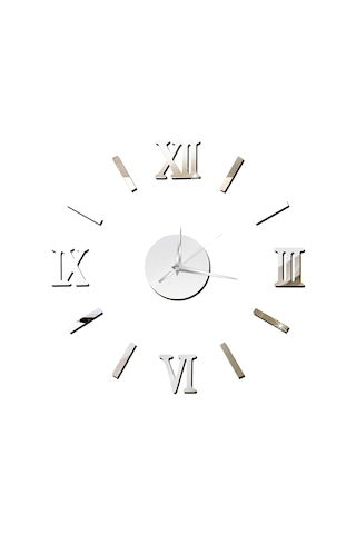 Reedark Gümüş Akrilik Yansımalı Duvar Saati - Sessiz, Doğru Zamanlama - Oturma Odası/yatak Odası Dekorasyonu - Ev Aletleri Pil Dahil Değil Gümüş