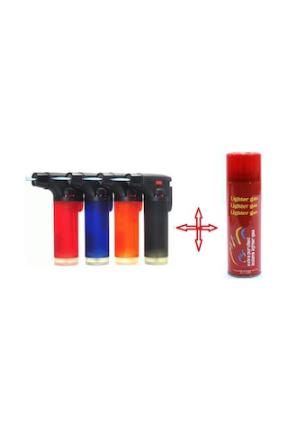 Torch Pürmüz Çakmak Alev Sabitleme + Çakmak Gazı Mini Pürmüz Çok Renkli