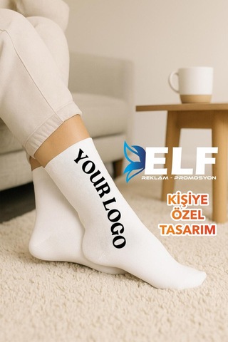 Kişiye Özel Baskılı Çorap Tasarlanabilir Beyaz