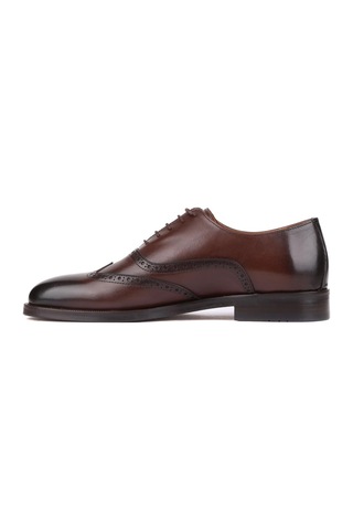 Shoetyle - Kahverengi Deri Bağcıklı Erkek Klasik Ayakkabı 250-450-738-kahverengi