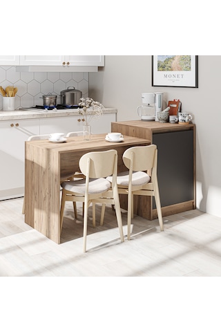 Milano Bar Masası Dolaplı Yüksek Mutfak Yemek Masası