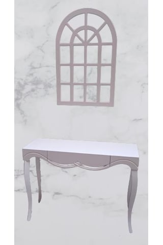 Dresuar CNC Çökertme Model Ahşap MDF Beyaz Lake Tabla Kayın Avangart Ayak El Yapımı Beyaz